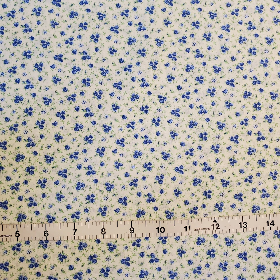 Shabby Chic Blue Flowers Fabric Cotton Floral FQ HY BTY Fat Quarter By the Yard - Image 3 of 3