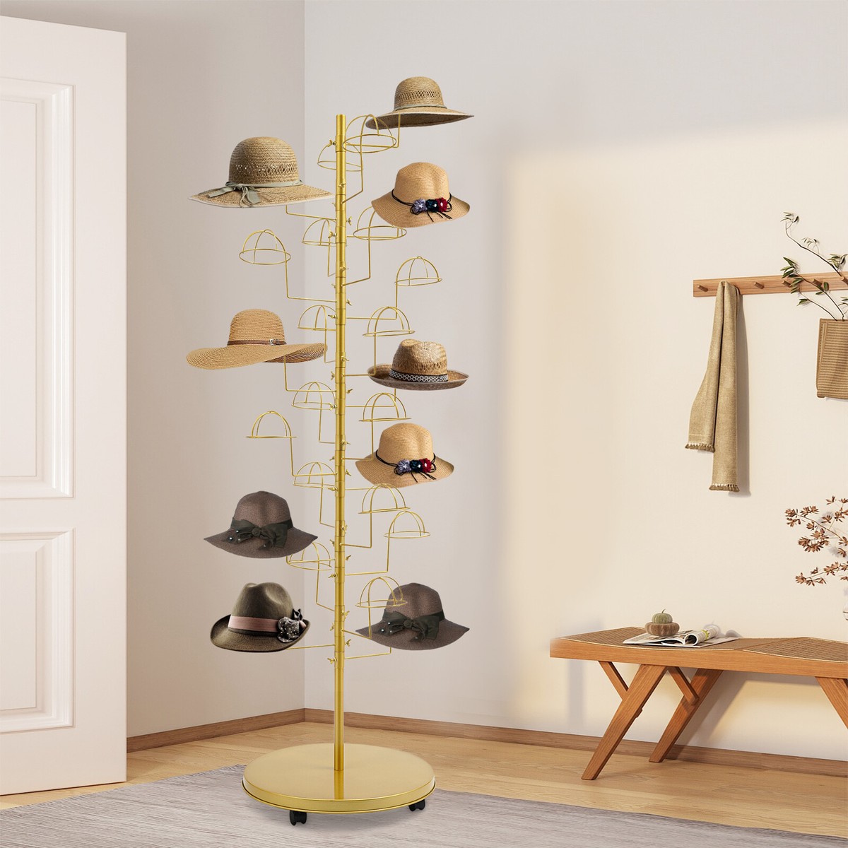 Freestanding Hat Rack Stand 25 Hats Cap Display Retail Rotating