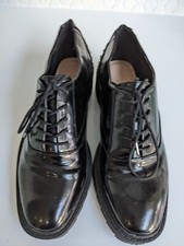 ZARA DERBY FLAT SHOES with studs at the back: UK 3: BLACK: USED: ONCE