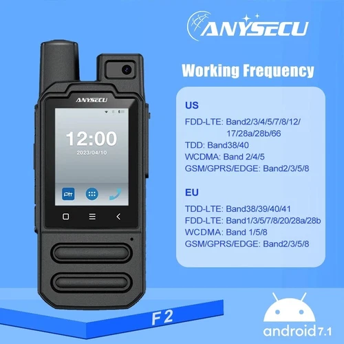 ANYSSECU Radio de Red Zello Walkie Talkie F2 4GA Android 7.1 Trabajo Real-ptt Zello - Imagen 1 de 8