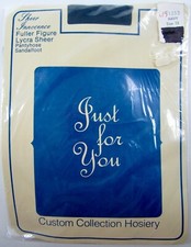 Vintage NOS Just For You Sheer Innocence Fuller Figure Pantyhose Sandalfoot Navy
