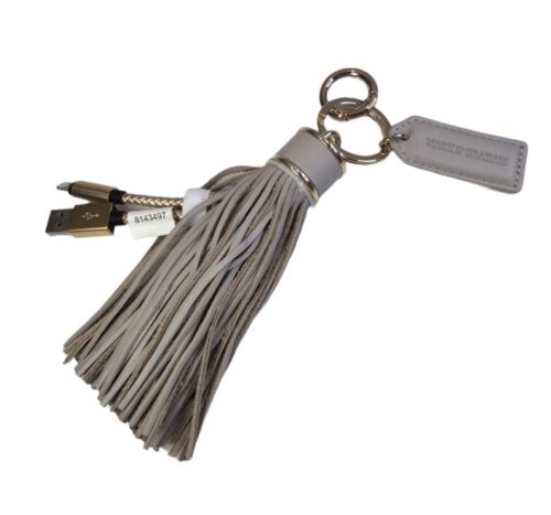 Mark & Graham USB to Lightning Cable Charging Tassel Keychain Italian Leather - Picture 1 of 7