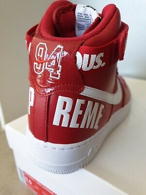Nike Air Force 1 Supreme High 9.5 White Red Black Sf Af1 Nike Air Force 1 Supreme High 9.5 White Red Black Sf Af1