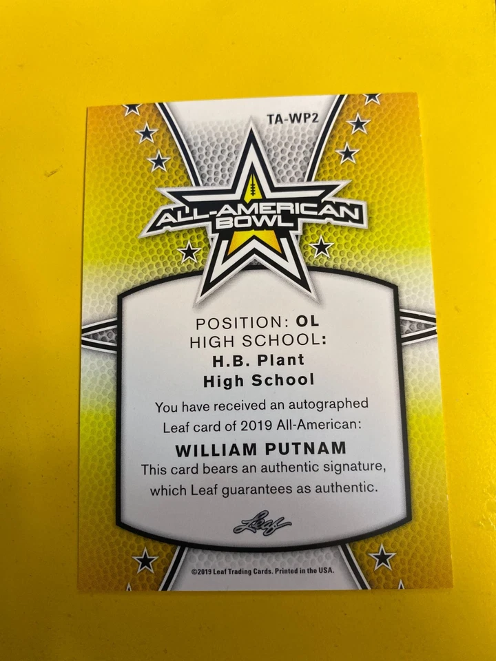 RS29388 2019 Leaf Army All-American Bowl Tour Auto Silver William Putnam #07/20 - Image 2 of 2