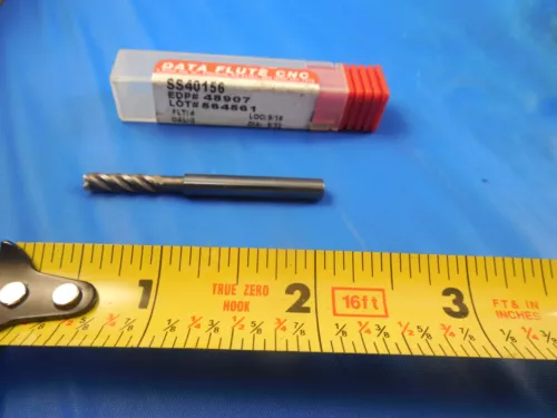 DATA FLUTE SS40156 EDP# 48907 5/32 DIA 9/16 LOC 2" OAL 4 FL. CARBIDE END MILL