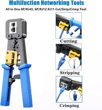 RJ45 Crimp Tool Kit, Pass through Cat5 Cat5e Cat6 RJ45 Crimping Tool Kit, Cat5 C