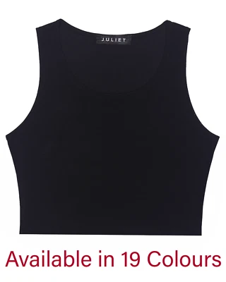 Women's Sleeveless Crop Top Plain Round Neck Stretchy Summer T-Shirt Vest Top - Image 1 of 4