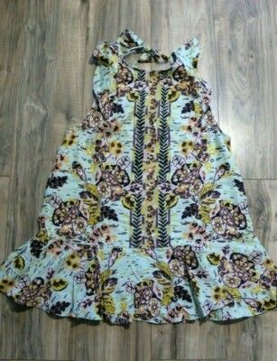 Free People SUMMER IN TULUM Floral Print Linen Blend Tunic Dress Sz S
