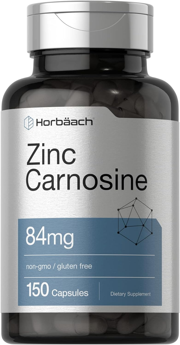 Zinc Carnosine Supplement 84mg, 150 Capsules, Non-GMO