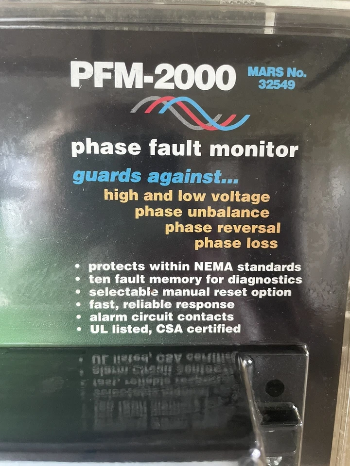Monitor de falla de fase Mars PFM-2000 NO. 32549 Protectores contra alta y baja tensión Foto 2 de 4