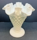 Vintage Fenton 3656 White Milk Glass 5 1/2" Double Crimped Vase