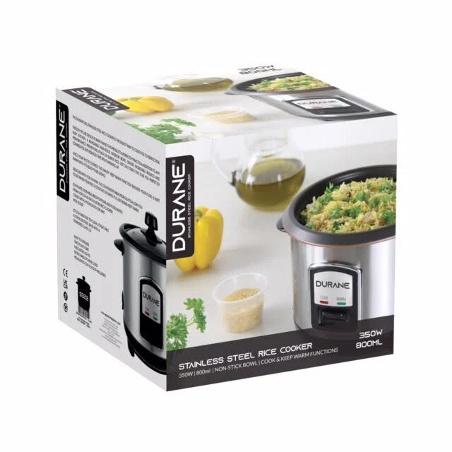 Rice Cooker Electric Non Stick Cooking Pot Steamer StainlessSteel Keep Warm 0.8L