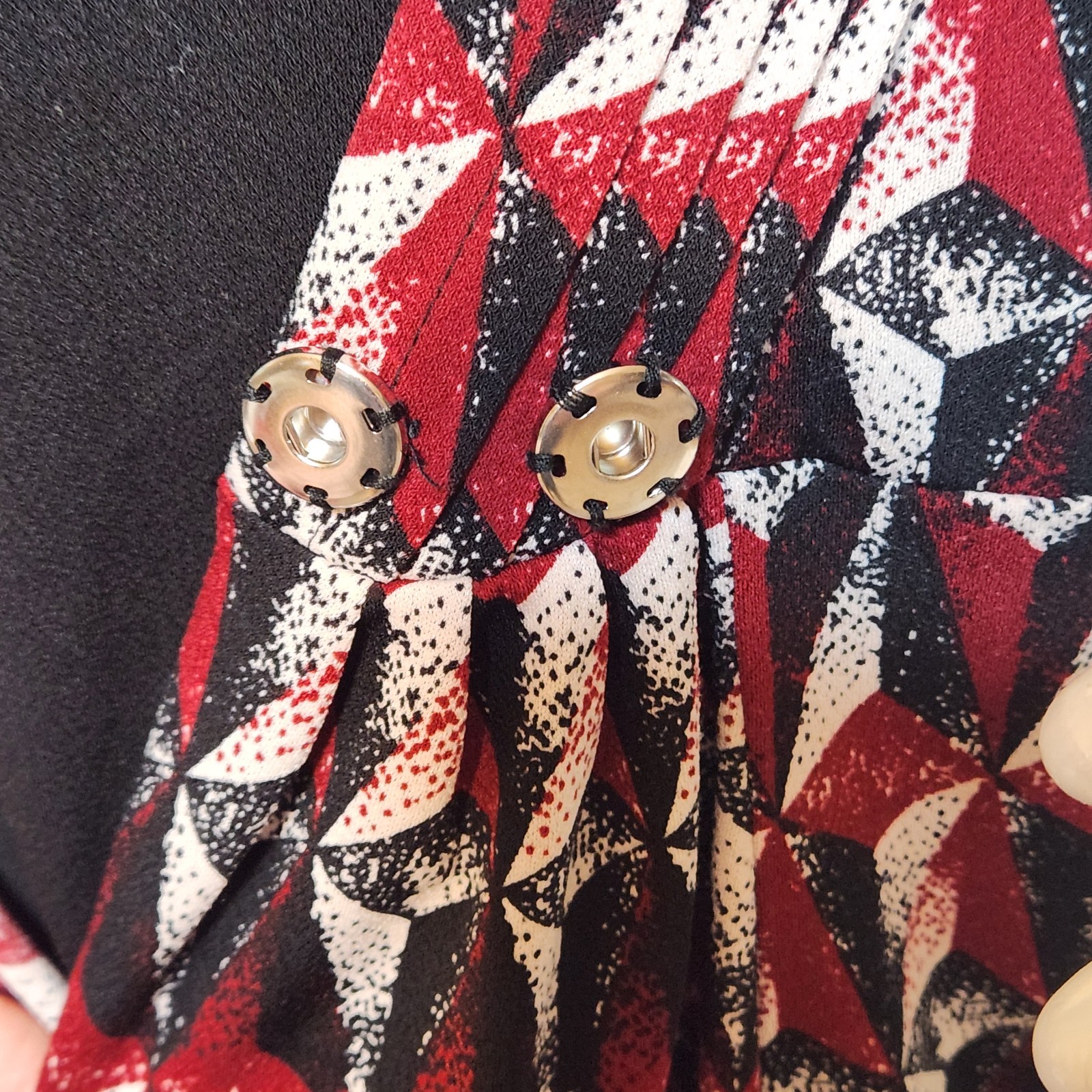 Grace Elements Blouse V Neck Overlay Geometric Bu… - image 6