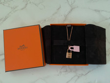 NEW Authentic Hermes O'Kelly Pendant Necklace Jewellery Rose Gold Rose Sakura