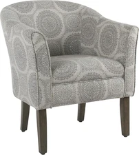 Barrel Shaped Accent Chair, Grey Medallion
