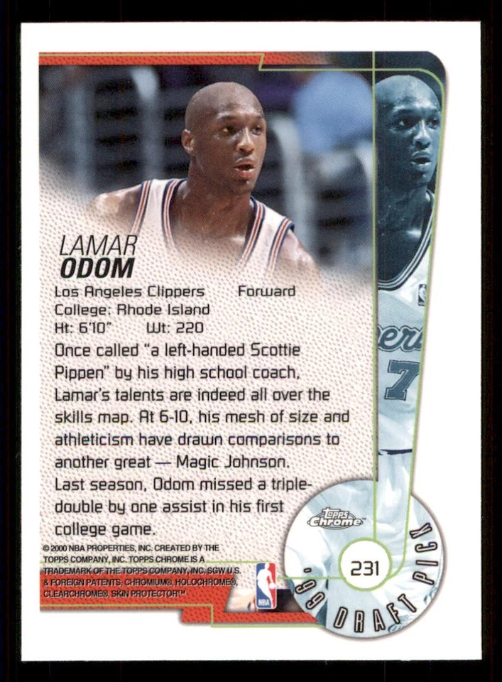 1999-00 Topps Chrome #231 Lamar Odom RC - Image 2 of 2