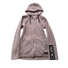 Calvin Klein Performance Women's Light Pink Zip-Up Hoodie Drawstring Logo Size M