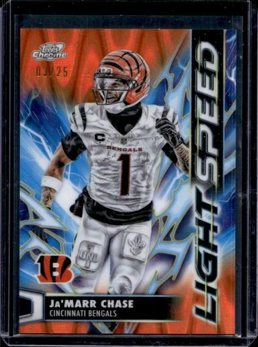 2025 Topps Cosmic Chrome Ja'Marr Chase Light Speed Orange Galactic Refractor /25