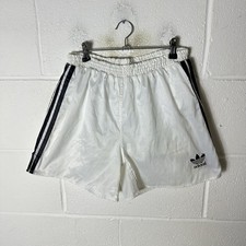 Vintage Adidas Shorts Mens W34 White Black Glanz Sprinter Firebird Shiny 80s 90s