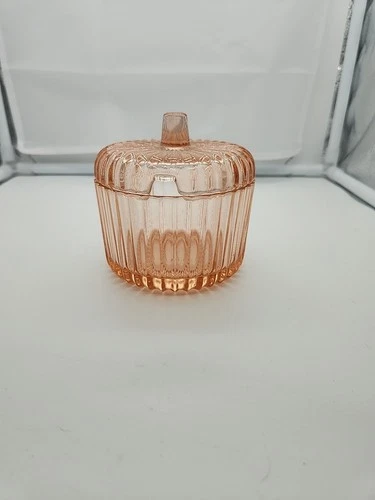 Vintage Depression Glass Pink Surgar/ Jelly/Jam Jar with Lid