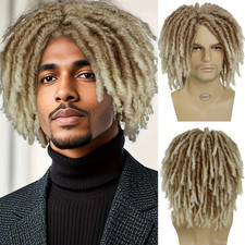Synthetic Rasta Hair Mens Dreadlock Wigs Medium Length Ombre Blonde