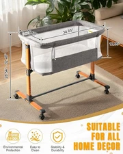 Baby Bassinet, Rocking Bassinet for Baby, Baby Bassinets Bedside Sleeper, Adjust