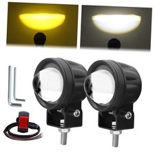 Motorcycle Driving Fog Lights, Amber White Auxiliary Spot Lights Fisheye lens