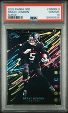 Drake London 2022 Panini One Surge SSP CASE HIT Rookie RC Atlanta Falcons PSA 10