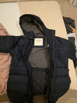 Abercrombie & Fitch Unisex Kids Blue Hooded Puffer Zip Jacket Size L