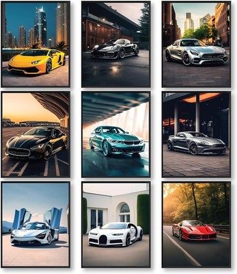 Sports Car Posters For Boys Room - Race Car Room Decor For Men Guys, Super Car P