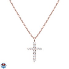 14K Gold Plated Cubic Zirconia Cross Necklace for Women  Cross Faith Pendant...