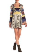 New! FREE PEOPLE ~Size MEDIUM~ Bell Sleeve Tie-Waist Sweater Dress Retail $198