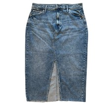 Gap Denim Midi Pencil Jean Skirt Size 16 Tall 33T Light Wash Front Slit Washwell