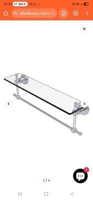 Allied  22 Inch Gallery Glass Shelf with Towel Bar, Polished Nickel