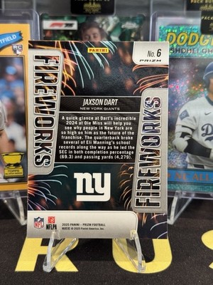 2025 Panini Prizm Jaxson Dart Fireworks #6 RC Green Cracked Ice
