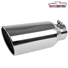 Exhaust Tip Fits 4 Inlet 6 Outlet 15 Long Chrome Ss Roll Edge Bolt-on Truck