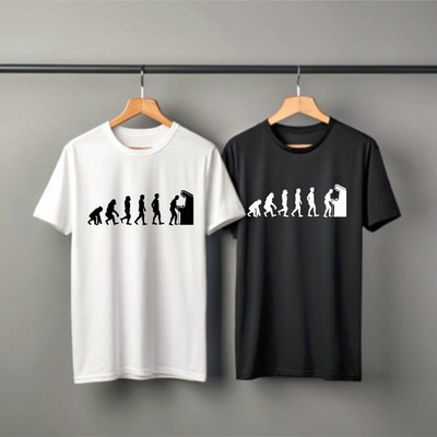 Evolution Of Man To Arcade Gamer T-Shirt, Lustig Retro Gaming Videospiel Herren Tee