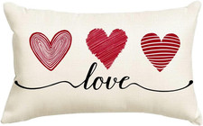 Valentines Pillow Covers 12X20 Inch Valentines Day Decor Pillows Heart Throw Pil