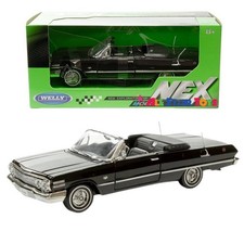 Welly 1963 Chevrolet Impala Convertible 124 Diecast Model Black 22434w-bk Welly 1963 Chevrolet Impala Convertible 124 Diecast Model Black 22434w-bk