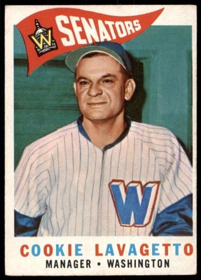 1960 TOPPS COOKIE LAVAGETTO 221 FAIR MGR BASEBALL WASHINGTON SENATORS