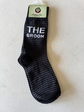 Black  Grey Stripe Mens Groom Wedding Socks - Men's 6-11