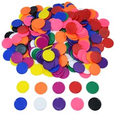 300pcs 1 Inch 10 Colors Opaque Plastic Learning Counters Counting Mini Poker ...
