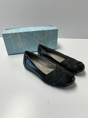 Life Stride Daisie Black Flats Size 7.5 Wide New In Box Comfort Flex Support