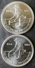 Two 1984 Engelhard 1oz Silver American Prospector Rounds