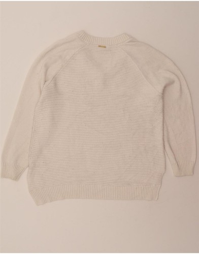 MICHAEL KORS Womens V-Neck Jumper Sweater UK 18 XL White Cotton AF03 - Picture 2 of 3