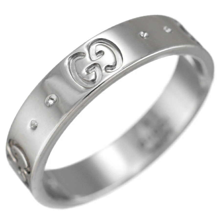 Bague Gucci Icon K18 en or blanc imbriquée G US5.7 bijou