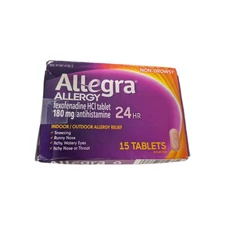  Allegra 24hr Non-Drowsy ALLERGY 15 tabs Total Exp: 04/2026