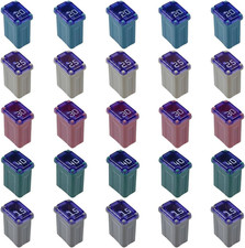 25PCS Micro Cartridge Fuses, 15A 20A 25A 30A 40A Slow Blow FMM Mcase Type Fuses,