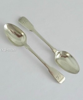 SUPERB ANTIQUE GEORGIAN SOLID STERLING SILVER PAIR OF TEA SPOONS LON 1814 36.6g