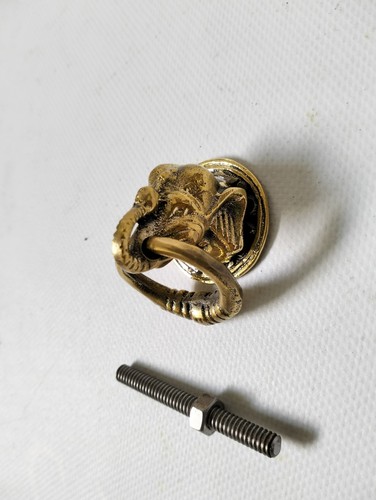 small ELEPHANT handle KNOB old solid 100% Brass PULL ring knob kitchen 3.6cm - Picture 10 of 12